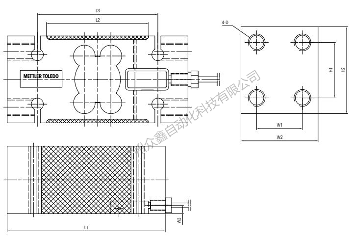 梅特勒托利多 IL-250kg稱(chēng)重傳感器安裝尺寸1