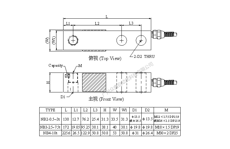 臺(tái)灣mavin NB2-100kg稱重傳感器產(chǎn)品尺寸
