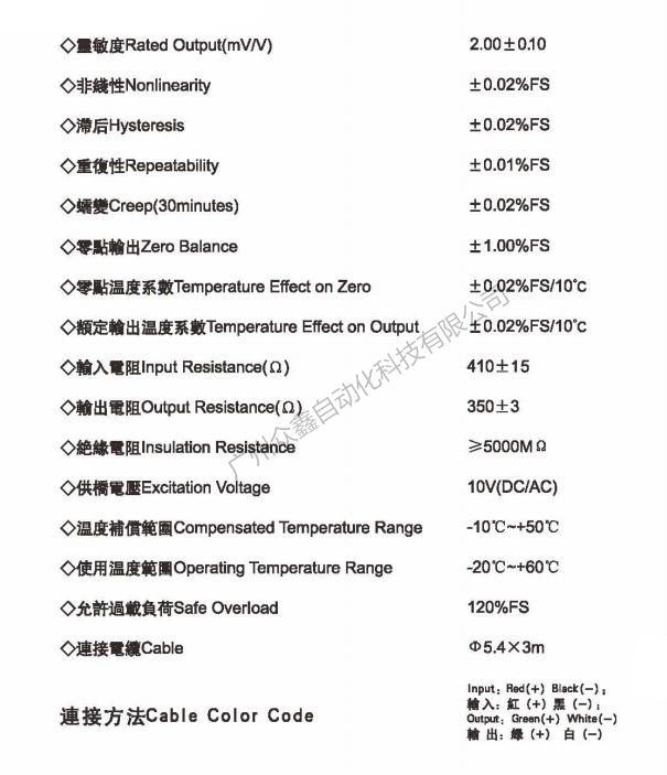 美國(guó)AC傳感器 PE-3-635kg稱重傳感器技術(shù)參數(shù)